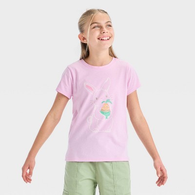 Girls' Short Sleeve Bunny Graphic T-Shirt - Cat & Jack™ Light Purple