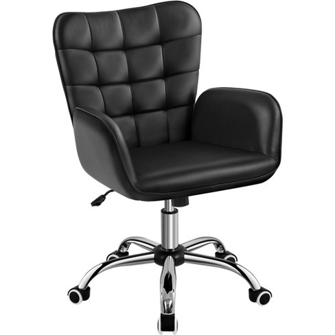 Yaheetech Faux Leather Desk Chair with Padded Armrests Black