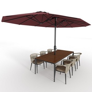 13Ft Large Patio Umbrella Outdoor Double-Sided Rectangle Market Umbrella ,Weather-Resistant Fabric, UV Protection, for Pool, and Garden - 1 of 4