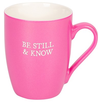 Elanze Designs Be Still & Know Princess Pink 10 ounce New Bone China Coffee Cup Mug
