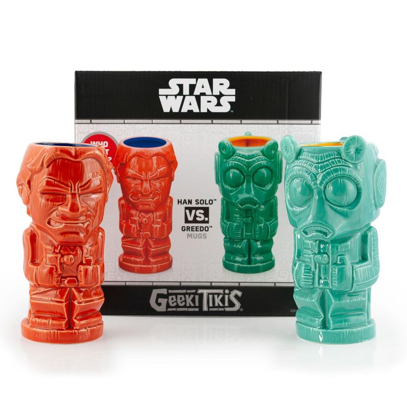 Beeline Creative Geeki Tikis Star Wars Han Solo & Greedo Mugs | Star Wars Tiki Style Ceramic Cups, 4 of 7