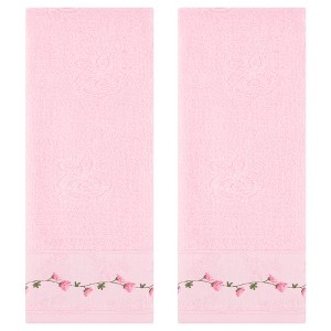 REGALWOVEN Bathroom Kitchen Soft Absorbent Cotton Floral Embroidered Hand Towel 13" x 29" - 1 of 4