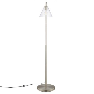 Element Satin Nickel Glass and Metal Arc Floor Lamp