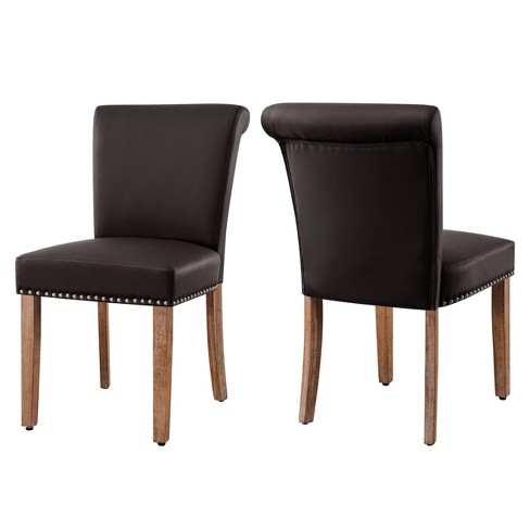 Subrtex Leather Anchor Studded Indoor Dining Chair Set of 2, Modern Mid-Century Home Chairs - image 1 of 1