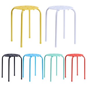 VECELO 6-Piece Stacking Stools, 17.7 in. Standard Height, Portable Plastic Colorful Decoration Stools for School Classroom or Office - 1 of 4