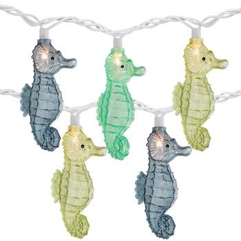 Northlight 10 Count Blue and Green Seahorse Novelty String Lights, 6.5 ft White Wire