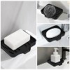Aoibox 2 Pack Silicone Soap Dish with Drain, Bar Soap Holder for Shower, Bathroom and Kitchen Sink Organizer, Self Draining Soap Tray (Black) - 4 of 4