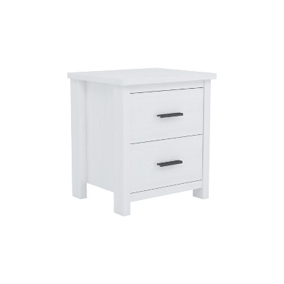 TiramisuBest Vintage Two Drawer Wooden Nightstand, Simple and Generous, Large Storage Space,White with White for Nightstands