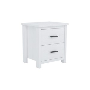 TiramisuBest Vintage Two Drawer Wooden Nightstand, Simple and Generous, Large Storage Space,White with White for Nightstands - 1 of 4