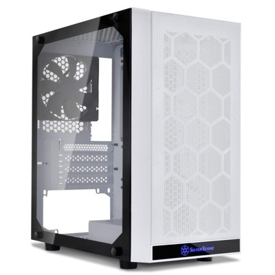 SilverStone Technology SST-PS15W-G (White + Tempered Glass Window) Micro-ATX, Mini-DTX, Mesh Front Panel, Steel Body, Tempered Glass Side Panel