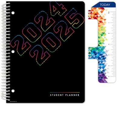 Global Datebooks Secondary Student Planner AY 2024-2025 - Matrix Style - 8.5"x11" (Black Rainbow Numbers)