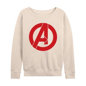 Women's - Marvel - Avengers A Logo Lightweight French Terry Wide Neck Long Sleeve Shirt - 1 of 4