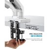 HUANUO Dual Monitor Stand, Fully Adjustable Desk Mount for 13-32 Inch Screens, C Clamp & Grommet Base, Each Arm Holds 4.4-19.8lbs, White - 4 of 4