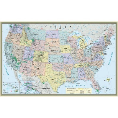 U.S. Map Poster (32 X 50 Inches) - Laminated - 2nd Edition by  Mapping Specialists (Sheet Map, Flat)