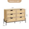 Coucheta Natural Rattan 6 Drawer Double Dresser, Wooden Chest of Drawer, Farmhouse Storage Cabinet with Solid Metal Legs, Modern Storage Unit - 3 of 4