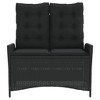 vidaXL Garden Bench Adjustable with Cushion Black Poly Rattan - 3 of 4
