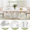 Zevemomo 63"-78.7" Expandable Farmhouse Table, 6-10 Seater Wooden Table with Metal Track & Dual Column Base, White for Dining Room & Office - 2 of 4