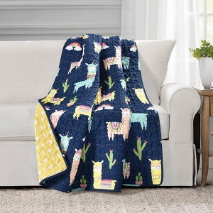 50"x60" Kids' Southwest Llama Cactus Throw Single - Lush Décor - 1 of 4