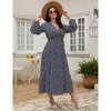 Clearlove Women's Plus Size V-Neck Long Sleeves A-Line Pleated Floor Length Formal Dress - 2 of 4