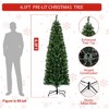 6.5FT Pencil Christmas Tree, Pre-Lit Slim Green Xmas Tree with 586 Branch Tips, 250 LED Lights & 8 Lighting Modes, Metal Stand, for Home Office Party - 4 of 4