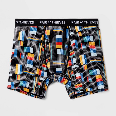 Pair of Thieves Men's Super Soft Boxer Briefs - Black/Grid XL