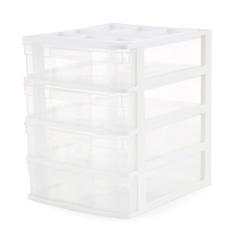 Gracious Living Desktop And Countertop 4 Clear Smooth Gliding Drawers Storage  Bin With Organizer Top Lid For Small Items, Holds 8.5 X 11 Inch Paper :  Target