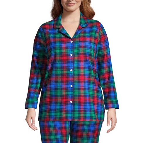 Lands' End Women's Plus Size Serious Sweats Flannel Hoodie 