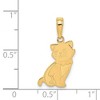 Black Bow Jewelry 14k Yellow Gold Flat Sitting Kitten with Bow Tie Pendant - 3 of 4