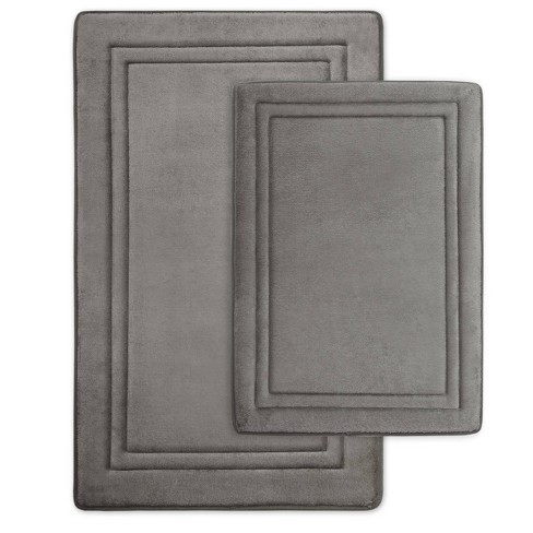 2pc Microdry Quick Drying Framed Memory Foam Bath Mat/runner With