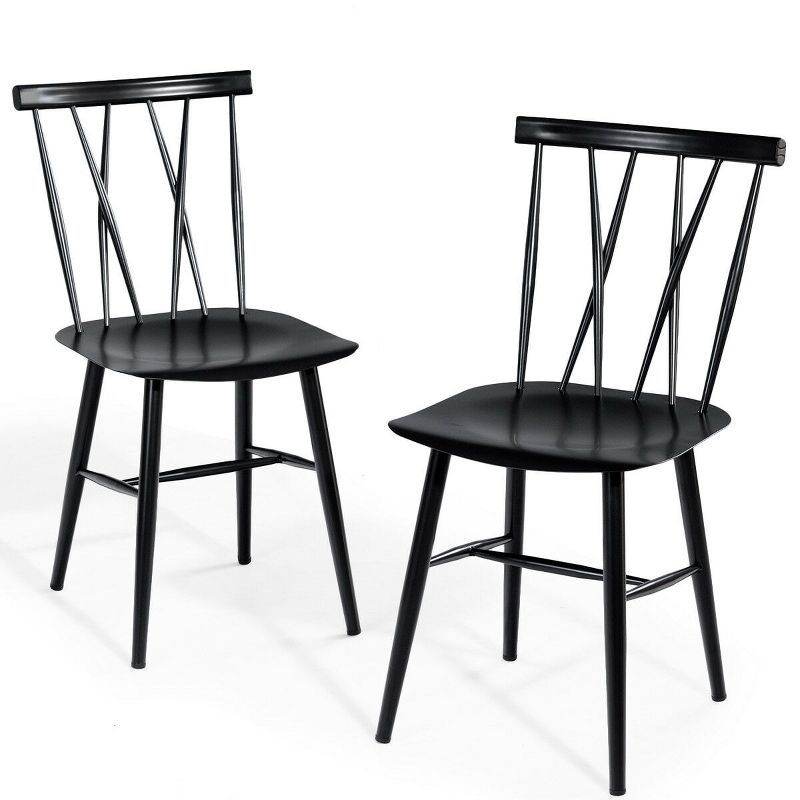Costway Set of 2 Dining Side Chairs Chairs Armless Cross Back Kitchen Bistro Caf, 5 of 11