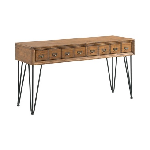 Tanner Sofa Table Light Walnut Picket House Furnishings Storage Hairpin Legs Apothecary Drawers Target