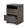 INFURNIC Nightstands Rustic 2 Drawer Nightstand with Top Shelf and Faux Wood Finish for Bedroom Storage, Brown, 15.8"*15.95"*23.25" - 4 of 4