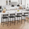 Bar Stools Set of , Upholstered Barstools with Metal Legs, Footrest & Backrest, PU Seat, Kitchen Height Chairs - 2 of 4