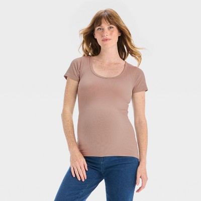 Short Sleeve Ribbed Seamless Maternity T-Shirt - Isabel Maternity by Ingrid & Isabel™