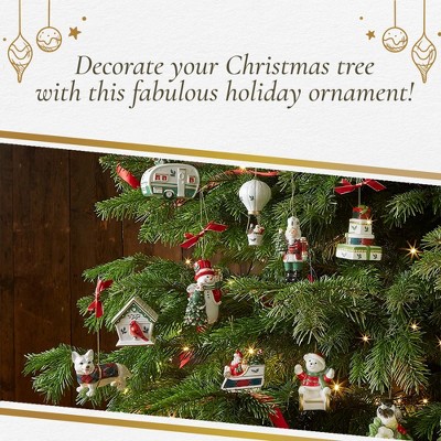 Festive Tartan Plaid Corgi Porcelain Christmas Ornament