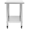 vidaXL Kitchen Work Table with Wheels, 31.5"x23.6"x33.5" Stainless Steel - 4 of 4