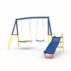 Okak Swing Set with Heavy-Duty A-Frame, Kids Swing with 1 Saucer Swing Seat & 1 Belt Swings Seat/Slide, Outdoor Swing for Boys and Girls - 2 of 4