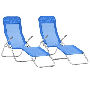 vidaXL Folding Sun Loungers 2 pcs Textilene Blue - 1 of 4