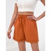Coolmee Women Casual Shorts Drawstring Comfy Elastic Waist Shorts Summer Lightweight Short with Pockets - 3 of 4