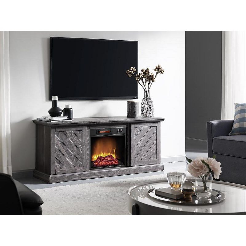 HearthPro Walden 56" W x 22.75" H x 15.5" D Electric Fireplace TV Stand - Weathered Gray, 5 of 6