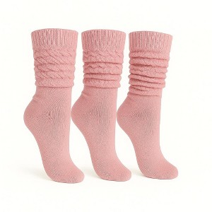 Women’s Slouch Socks Cotton Slouchy Knee-High Boot Socks 3 Pairs Scrunch Breathable Extra Long All-Season Comfort - 1 of 4