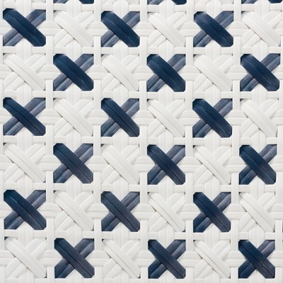 Bryson White and Blue Rattan Bistro Arm Chair