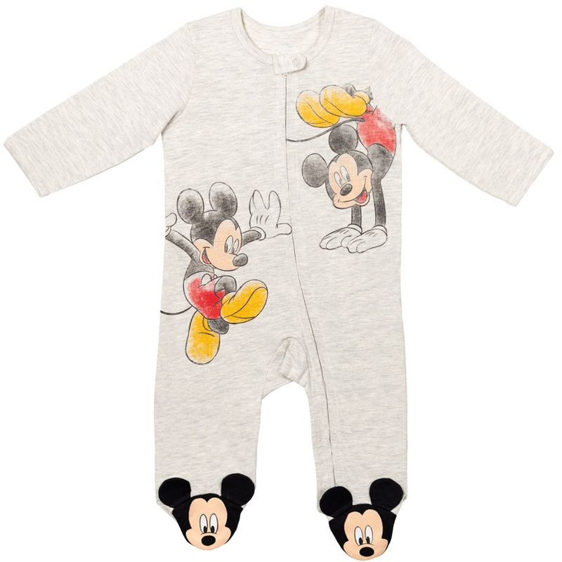Disney Mickey Mouse Footed Baby 2 Pack Zip Up Sleep N' Play Coveralls Newborn to Infant, 2 of 9