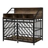 Akoasm 43.3 in. W Double Dog Large Dog Crate Furniture with Three Drawers Storages-Brown - 4 of 4