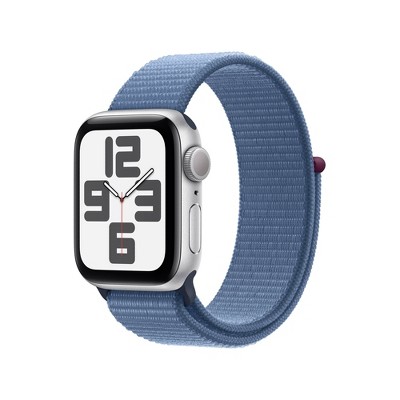 Apple Watch SE GPS (2023, 2nd Generation) 40mm Silver Aluminum Case with Winter Blue Sport Loop