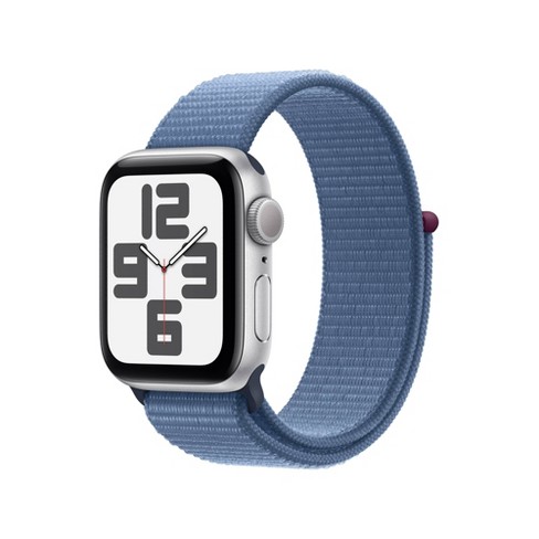 Apple Watch SE GPS (2023, 2nd Generation) 44mm Silver Aluminum Case with  Winter Blue Sport Loop