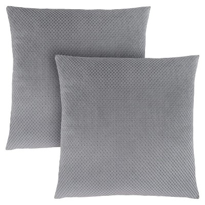 Monarch Specialties Pillows Set Of 2 18 X 18 Square Insert Included Decorative Throw Accent Sofa Couch Bedroom Polyester Hypoallergenic Grey Modern