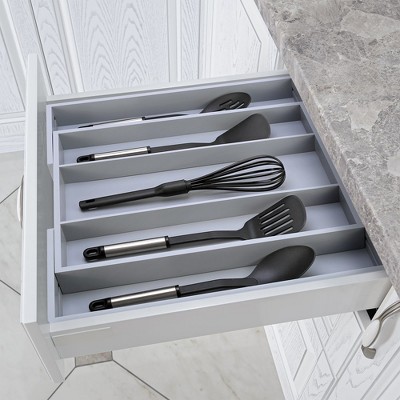 Royal Craft Wood Bamboo Kitchen Drawer Organizer (Gray, 5-slot)