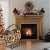Syemin Firewood Racks and Carriers Outdoor Iron Fireplace Firewood Stand Portable Log Rack Heavy Duty Wood Storage Holder, Black, 23.8"*9.6"*28.1" - 4 of 4