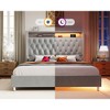 LED Bed Frame,Charging Station and Storage Upholstered Headboard,Velvet. - 4 of 4
